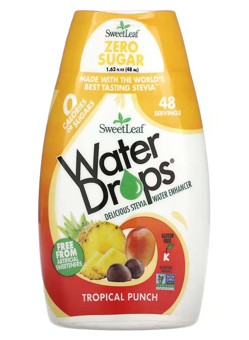 سويت ليف قطرات الماء ، محسن ماء ستيفيا اللذيذ ، نكهة الفواكه الاستوائية ، 1.62 أونصة سائلة (48 مل) - Image 1